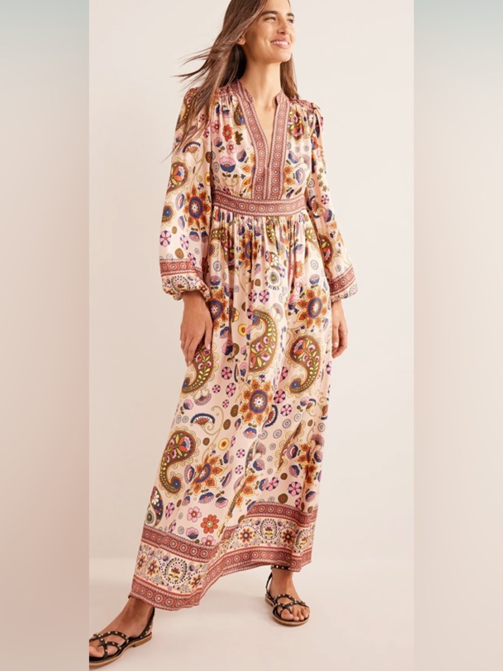 Boden Blush Pink Paisley Floral Maxi Dress